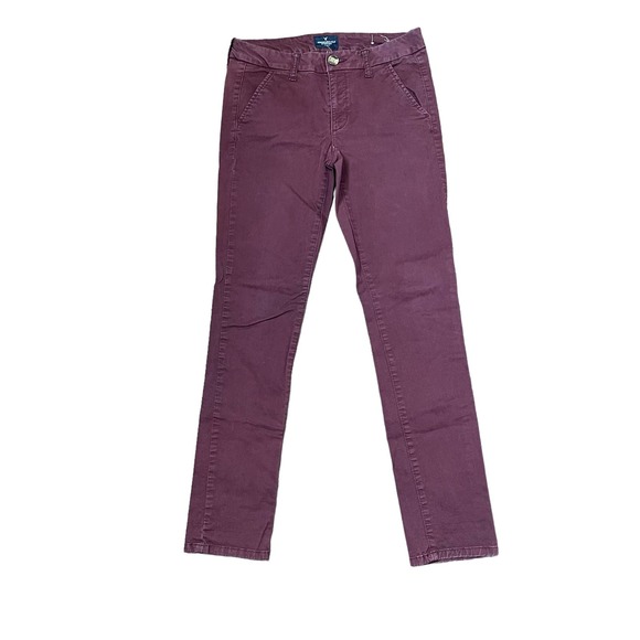 American Eagle Skinny Stretch Jeans Size 6 Regular‎ Wine Cotton Blend 30X30 - Picture 1 of 6